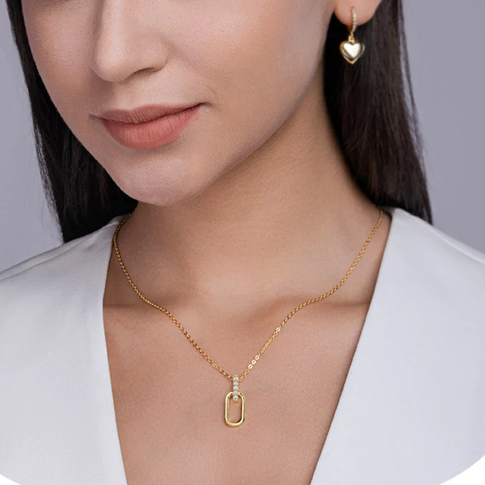 2mm Moissanite Pandent Necklace Adjustable 925 Sterling Silver Paperclip Clavicle Chain for Women Daily Jewelry