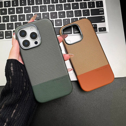 for MagSafe Luxury Business Hit Color Relief Leather Case for IPhone 16 15 14 13 Pro Max Magnetic Wireless Charging Alloy Lens