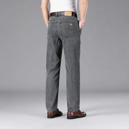 Business Lyocell Jeans Men Summer New Thin Fashion Straight Breathable Brand Pants Male Slim Comfortable  Denim Trousers