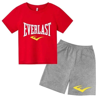 Kids Summer Leisure Simple Letter Print 2pcs O-neck Tees+Shorts Pants Sportsuits 2-13 Years Boys Girls Streetwear Children Sets