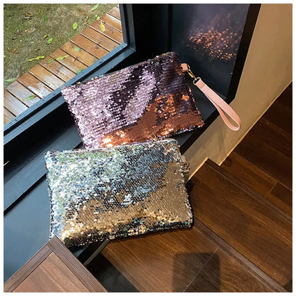 Fashion Women's Sequined Bling Handbag And Purse Small Wedding Party Evening Bag Lady Wristlet Clutch Bag Female Envelope Bag