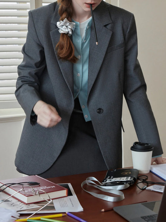 Office Lady Minimalist One Button Temperament Suit Jacket for Women in Autumn 2024 New Style Women Casual Blazer 24FS13165