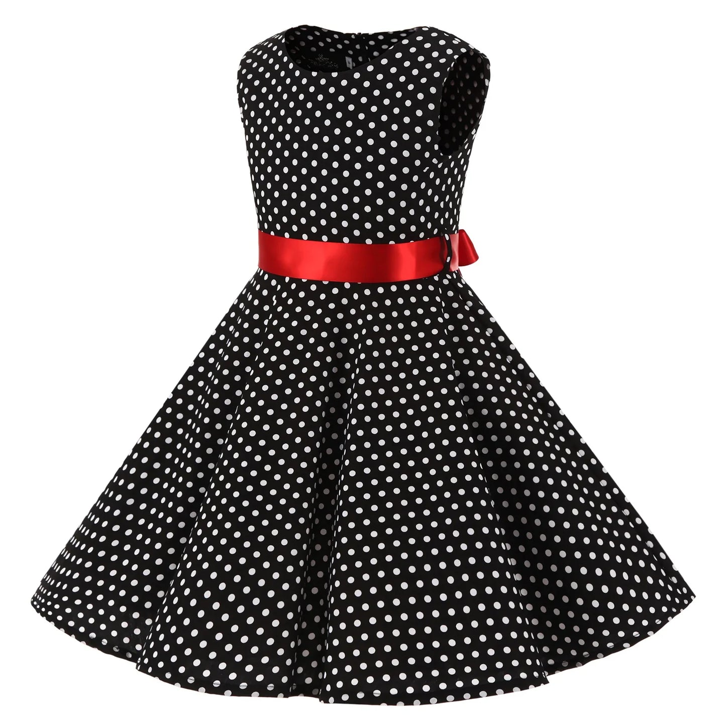 Girl's Retro Dress,Summer Princess Sleeveless Polka Dots Cotton Lightthin Romantic Floral 50s Vintage Dress Party Wedding Daliy