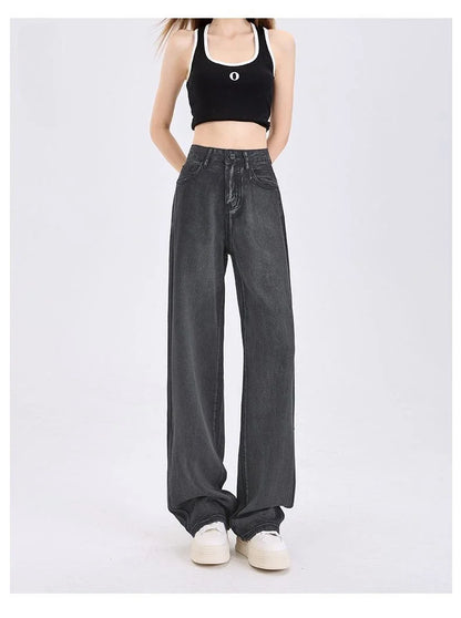 Woman Jeans 100% Lyocell Breathable Denim Wide Leg Towel Sweep drape loose 2025 Summer ice silk Baggy Famale Denim Pants 5 Color