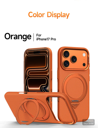 Kevlar Pattern Texture Wireless Charging Case For IPhone 18 Pro Max 17 16 360° Rotate Bracket Bare-metal Feel Drop-Proof Cover