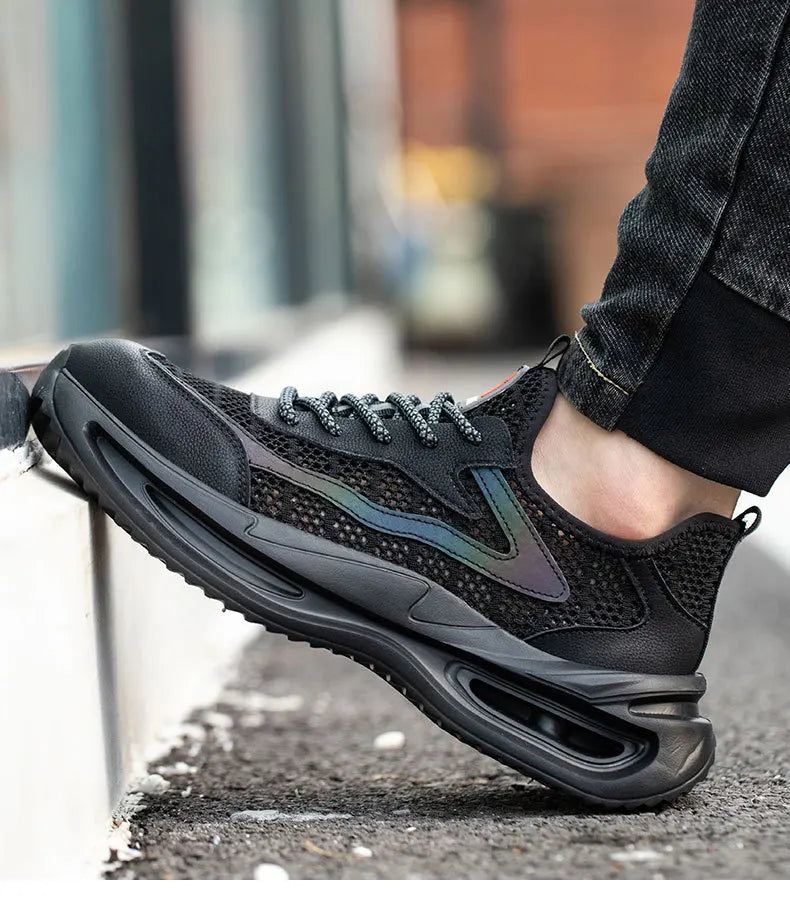 summer breathable work shoes with iron toe anti puncture security shoes work sneakers for men anti-slip Lightweight safety shoes