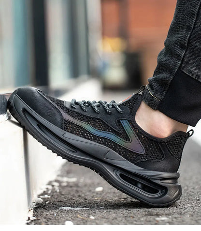 summer breathable work shoes with iron toe anti puncture security shoes work sneakers for men anti-slip Lightweight safety shoes