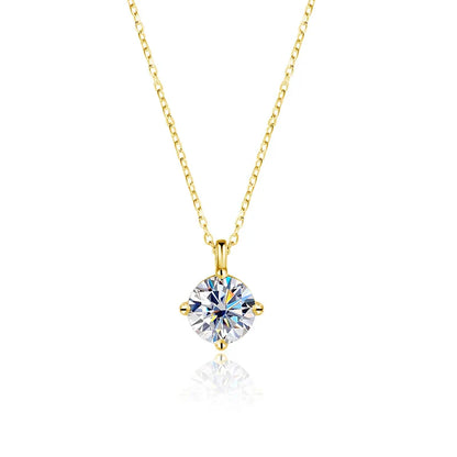 0.3-3CT D Color Moissanite Necklace for Women Classic 4-claws Pendant Sparkling S925 Sterling Silver Lab Diamond Chain