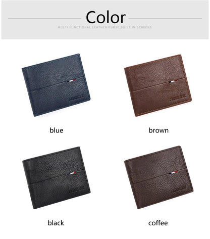 Slim Men's Wallet - New Short Zipper Design, Card & Photo Holder, Simple Coin Pocket - High - Quality PU Leather