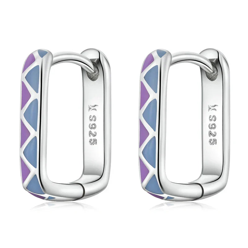 Silver Square buckle Earrings 925 Sterling Silver Classic French Earring for Women Party Wedding Fine Jewelry BSE478