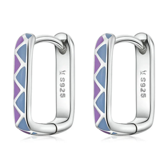 Silver Square buckle Earrings 925 Sterling Silver Classic French Earring for Women Party Wedding Fine Jewelry BSE478