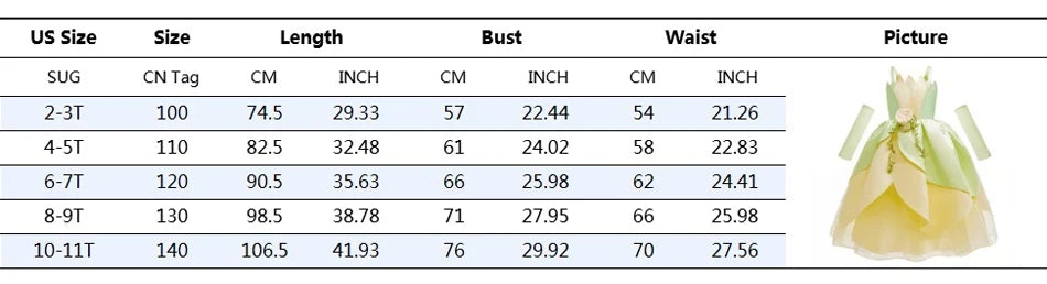 Tiana Fancy Girls Princess Costume Kid Carnival Dress Cosplay Floral LED Light Up Clothing Halloween Girls Christmas Party 2-11T