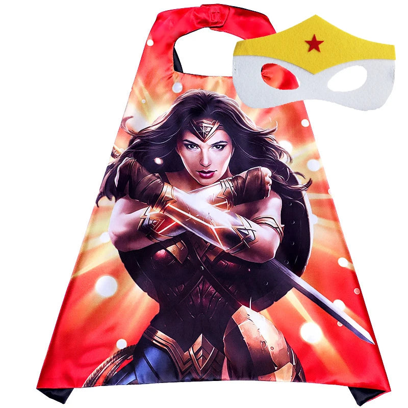 Halloween Super Hero Masquerade Mask Cape Cloak Anime Spider Man Batman Cloak Action Figure Marvel Toys Cosplay Party Gift