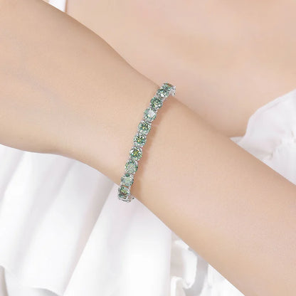 Full 3/4/5/6.5MM D Color Blue Green White Moissanite Tennis Bracelet for Men Women S925 Silver All Diamond Link Bracelets