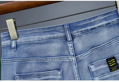 Men's Straight Casual Denim Shorts Simple Solid Color Slim Jeans Comfortable Breathable Bermuda Short Pants Summer