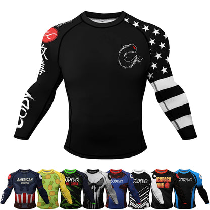 Popular Manufacturer Custom Sublimated Print Rashguard With Rubber Banding Hem Long Sleeves UV Sportswear Men Sport Gym T shirt