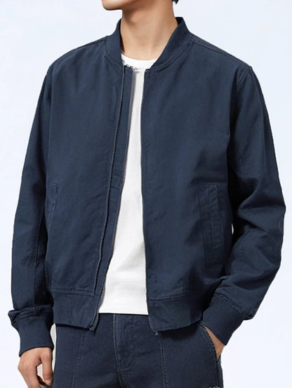 2025 Spring And Autumn New American Retro Men's Solid Color Twill Baseball Clothes 100% Cotton Fashion Wash Leisure Jacket Coat