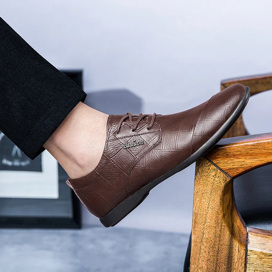 Luxury Business Oxford Genuine Leather Shoes Men Breathable Formal Dress Shoes Male Office Wedding Flats Footwear Evening Dress