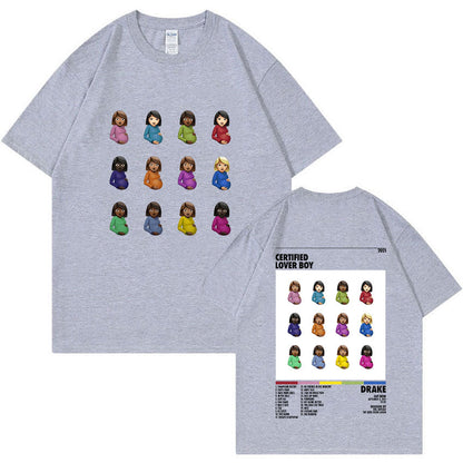 Rapper Drake Certified Lover Boy Album Print Graphic T Shirt Unisex Hip Hop Fashion T-shirt Men's 100% Cotton Oversized T-shirts