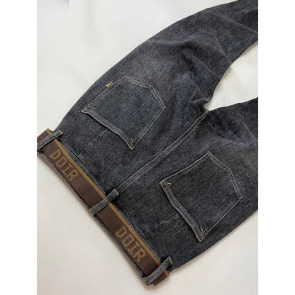 High Quality Fashion Luxury Washed Men's Slim Jeans Elasticity Black and Gray Classic Designer Cargo Denim Boyfriend Jeans Men