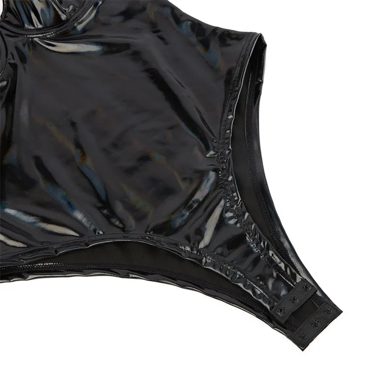 PU Leather Bodysuit Womens Shapewear No Pad Bra One-Piece Full Body Shaper Tummy Control Corset Slim Waist Trainer Underwear