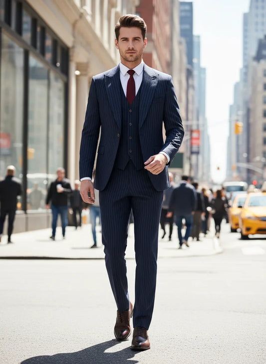 High-Quality Black Striped Suit Slim Fit Luxurious and Elegant Men's Business Suit Wedding Fashion Clothing 3-Piece Set