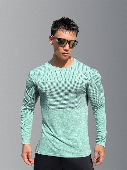 Men's Sport Long Sleeve Tops Quick Dry Fitness T-shirts Bodybuilding Gym Tees Casual Skinny Elastic Breathability men Sportswear