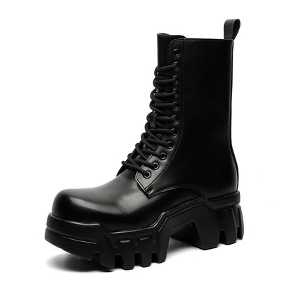 men fashion punk gothic platform boots designer original leather shoes cowboy high boot women stylish long motorcycle botas mans