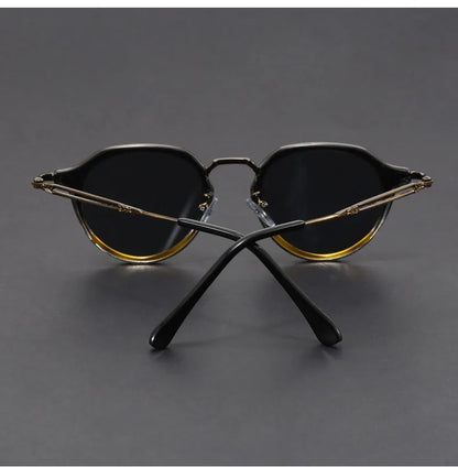 Retro Geometric Round Frame Simple Design UV Protection Men Women Polarized Sunglasses Customizable Prescription 1061