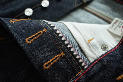 Mens Jeans Selvedge Denim Jeans for Man Silver Button Loose Fit Handmade 15 Oz
