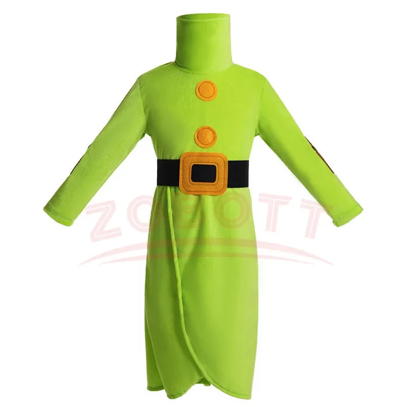 Seven Dwarf Man Costume Snow Princess Outfit Christmas Child Boys Girls Big Ears Elf Pixie Cosplay Santa Party Clothes For Kids