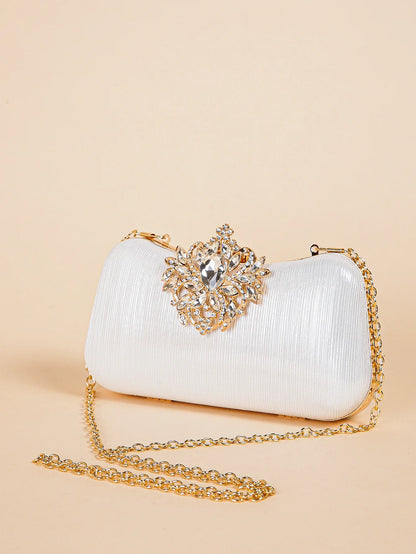 Luxury Rhinestone Evening Bag For Carnaval, Shiny Wedding Dress Purses,  Glamorous,Elegant,Exquisite Small Rhinestone Decor Boxy