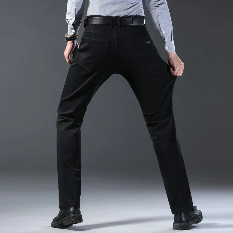 Men's classic high-end fashion versatile jeans, soft and slightly elastic black business denim pants, stylish upper body