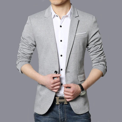 Autumn Brand Men Blazers Slim Fit Casual Suit Jacket Sold Color One Button Korean Style Business Wedding Party Blazer