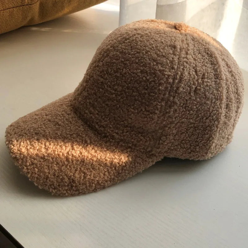 Cap for Women Winter Warm Baseball Cap Women Artificial Lamb Wool Hats  Plush Baseball Caps Autumn Baseball Cap