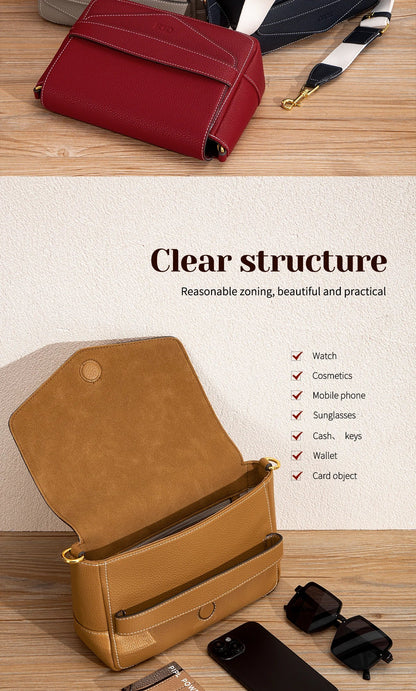 Shoulder Bag Simple High Quality Grey Texture Flip Cover Bag Soft Square Bag Women's Commuter