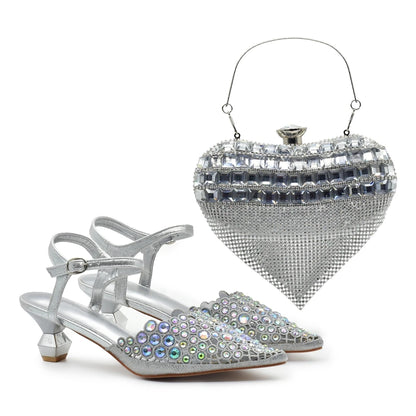 New Arrival Party Shoe and Bag Set for Women Italy 2026 Nigeria Elegance Party Rhinestone Pointed Toe Women's Shoes High Heel