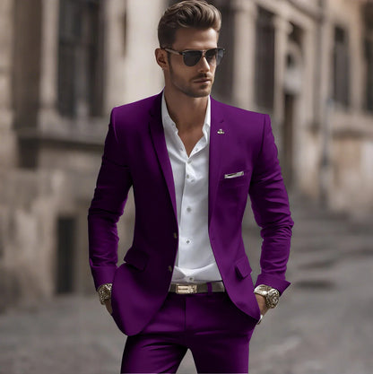Summer White Men Suits Two Piece Fashion Notch Lapel Single Breasted Suit Slim Fit Elegant Smart Casual Groom Wedding Tuxedo