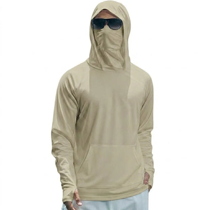Summer UPF50+ Performance Mens T-Shirt Long Sleeve Hoodie Sun Running Quick Dry Shirts Sunscreen Fishing Ice Silk Streetwear