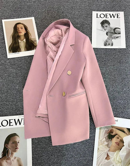 Spring Autumn High Quality Long Sleeve Female Blazer Double Button Jacket Ladies Business Work Wear Formal Coat Women Outerwea