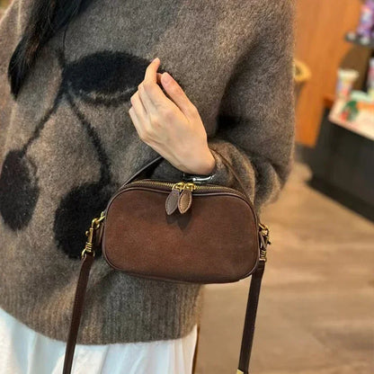 Russian Women's Genuine Suede Cowhide Leather Shoulder Bag Soft Cow Versatile Ladies Crossbody Bag Trendy Luxury Female Designer