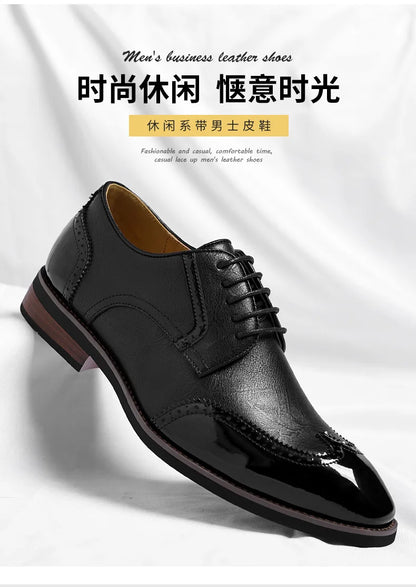 New Designer Business Leather Shoes for Men Color Match Lace Designer Casual Shoes Male Spring Autumn New Dress Brogue Shoe Man