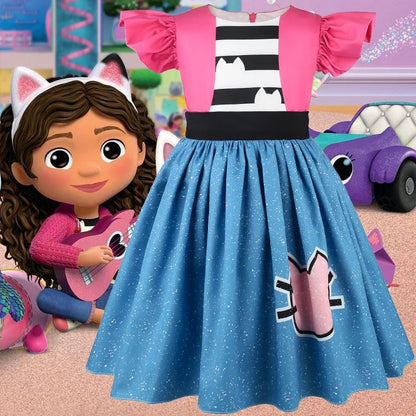 Girl Dress Gabby Dollhouse Cosplay Costume Birthday Party Princess Dress Performance Costume Halloween Carnival Kids Dress Up