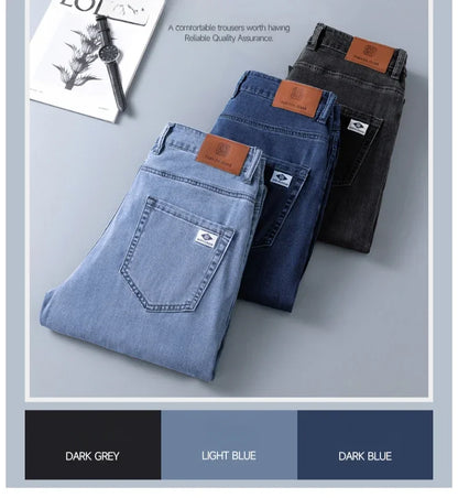 Business Jeans Men's Spring Thin Casual Straight Fashion Loose Brand Pants Comfortable Male Denim Trousers
