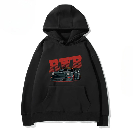 RWB Modified Car 911 Black Hooded Hoodie Women Of The Same Model New New Autumn And Winter Casual Loose Top Clothing
