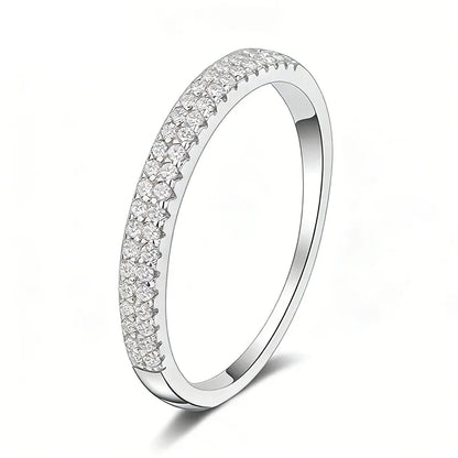 Full Moissanite Ring 925 Sterling Sliver with White Gold Plated  Eternity Band for Woman Party Sparkling Rings Jewely