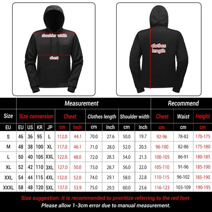 Intelligent Heating Hoodie, 29-Heating Zones, 4-Switches, 3-Speed Adjustable, Suitable For Outdoor Activities,Indoor Work,Hiking