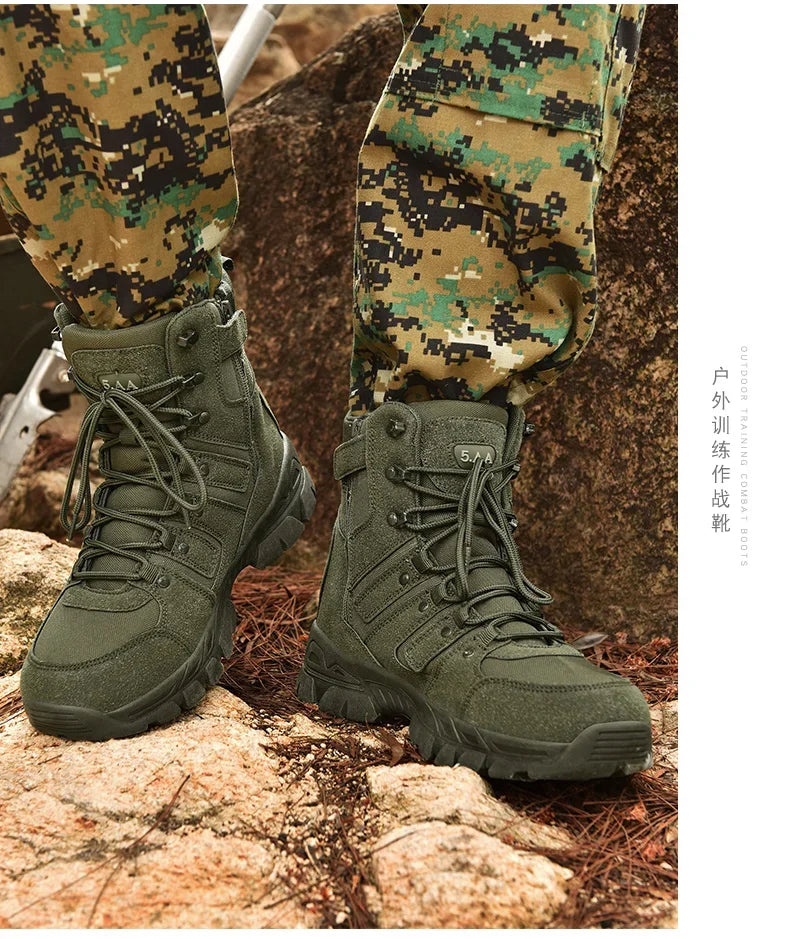 Men Hunting Hiking Shoes Brand Tactical Boots Waterproof Lace Up Desert Unisex Size Plus Army Boots Motorcycle Climbing Shoes