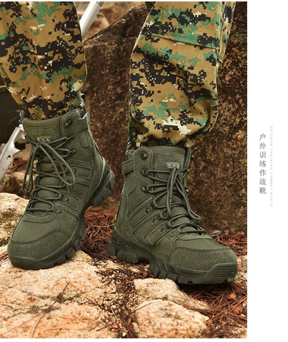 Men Hunting Hiking Shoes Brand Tactical Boots Waterproof Lace Up Desert Unisex Size Plus Army Boots Motorcycle Climbing Shoes