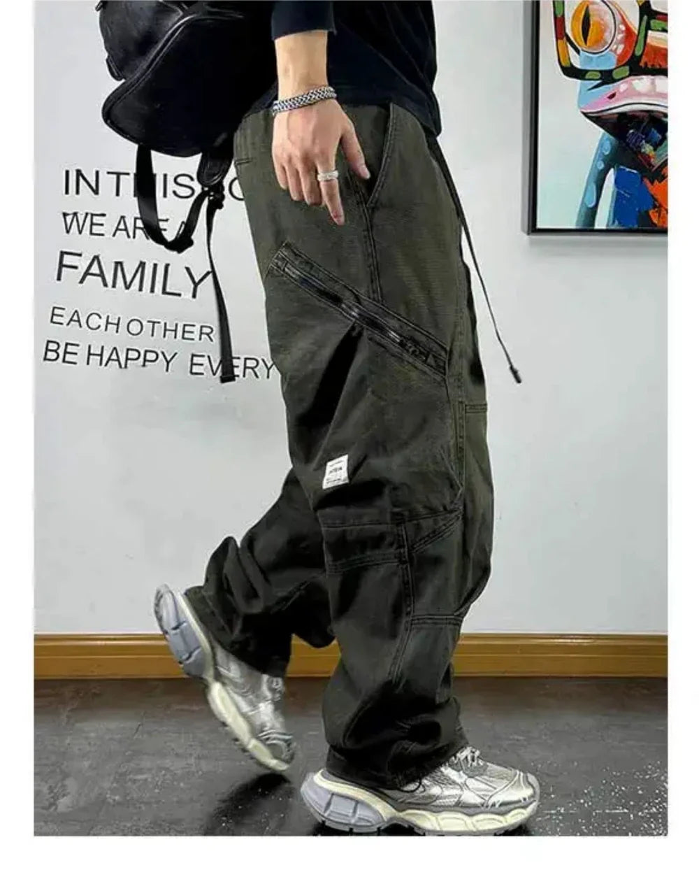 American Streetwear Multi-Pocket Cargo Pants Men High Quality Fashion Baggy Pants Plus Size Black Army Straight-Leg Trousers